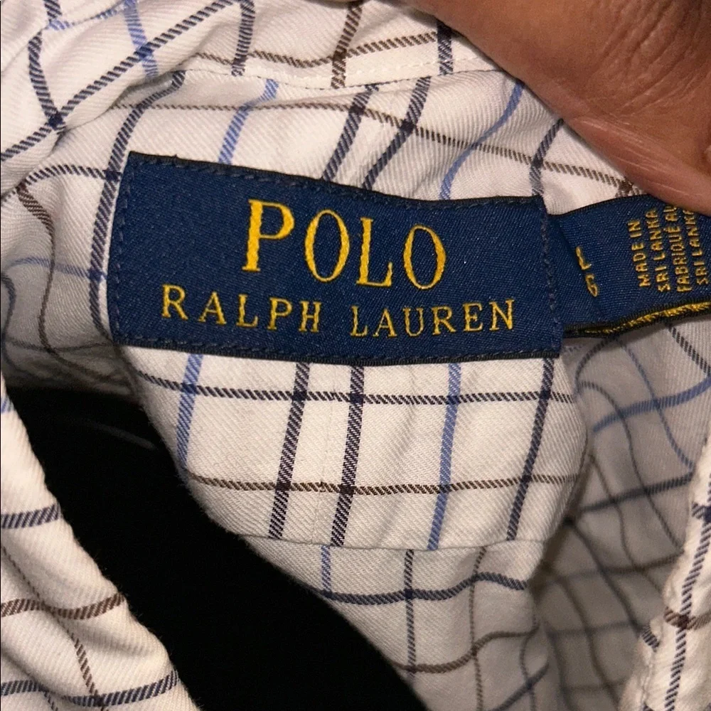 Polo by Ralph Lauren Men’s Large White Shirt Blue Windowpane Old Money Fashion